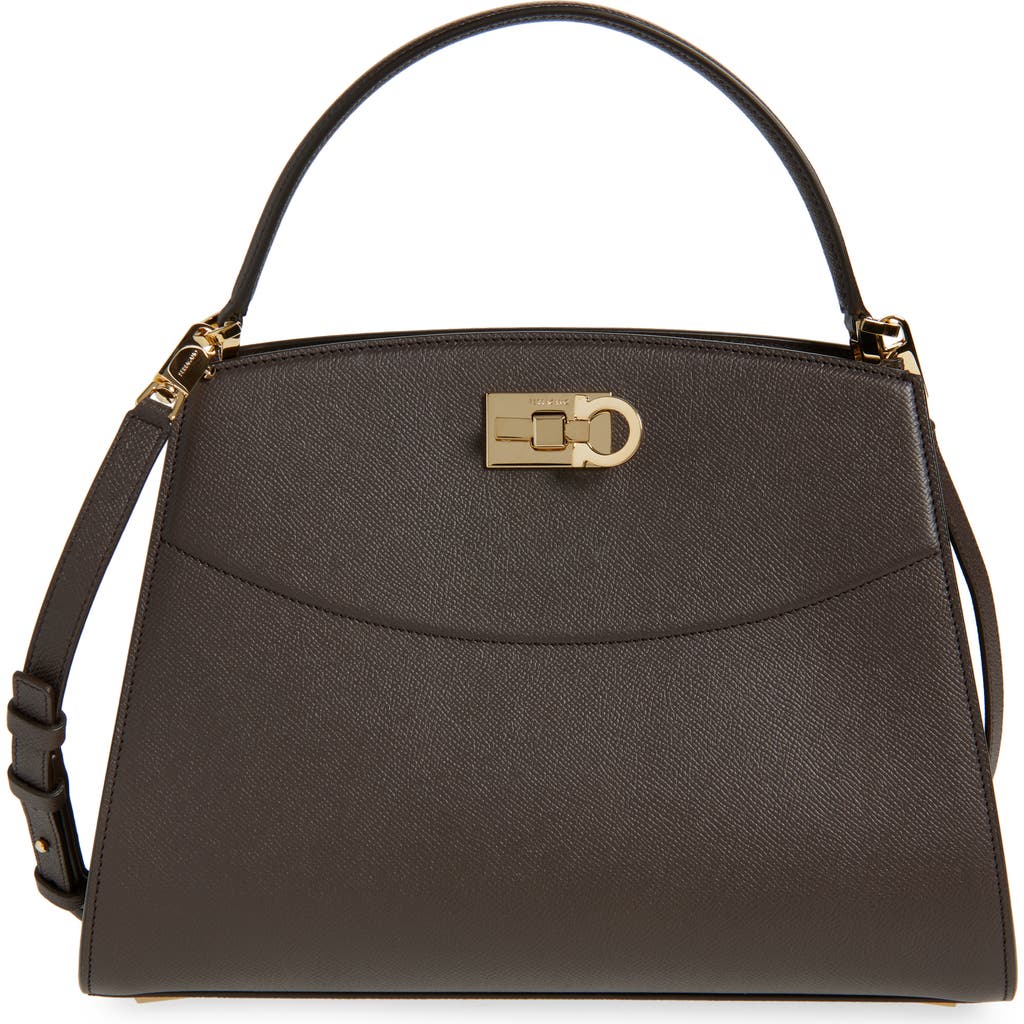 Ferragamo Small Studio Box Leather Top Handle Bag