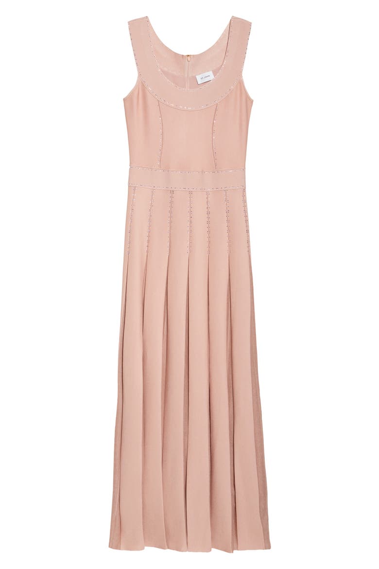 Crystal Embellished Pleated Piqué Gown, Alternate, color, ROSE QUARTZ