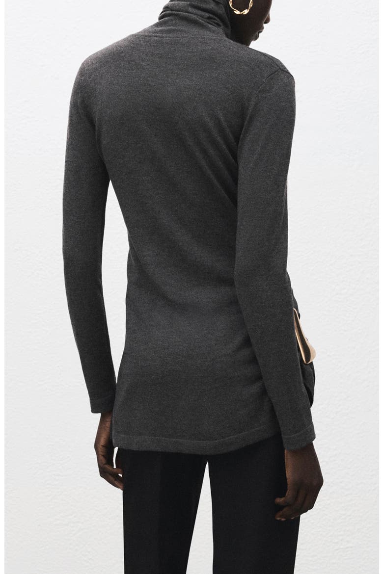 Turtleneck Tunic with Brooch, Alternate, color, CHARCOAL