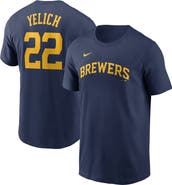 Nike Men's Nike Christian Yelich Navy Milwaukee Brewers Fuse Name & Number T-Shirt