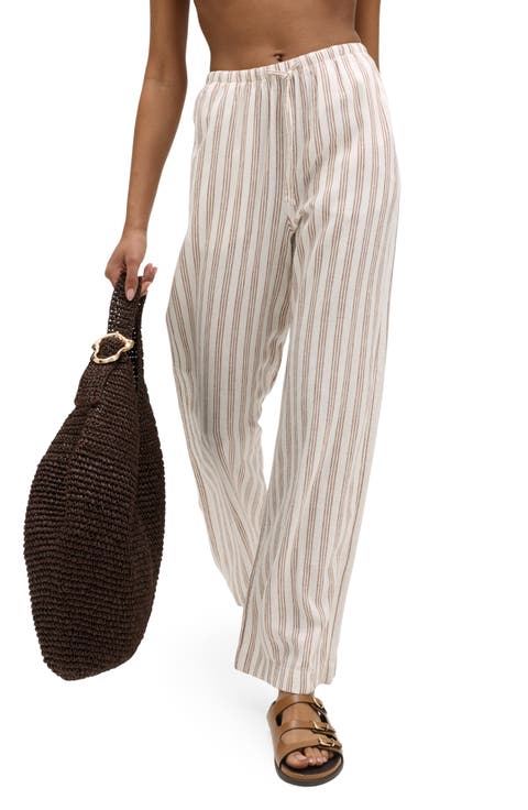 Wide Leg Linen Blend Pants