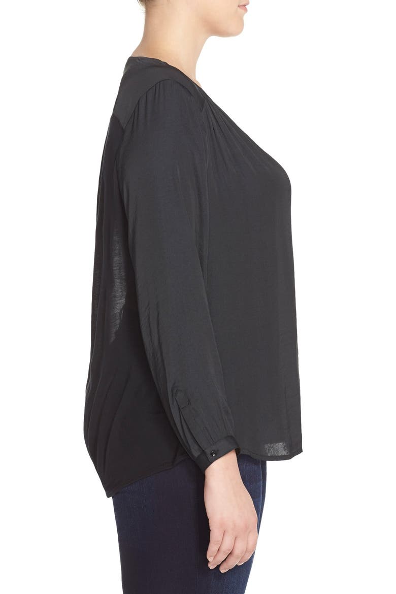 'Lorena' Back Drape Mixed Media Top, Alternate, color, BLACK