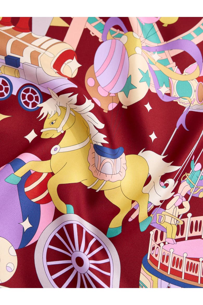 "Pop Pony" Silk Twill Large Silk Scarf, Alternate, color, Burgundy