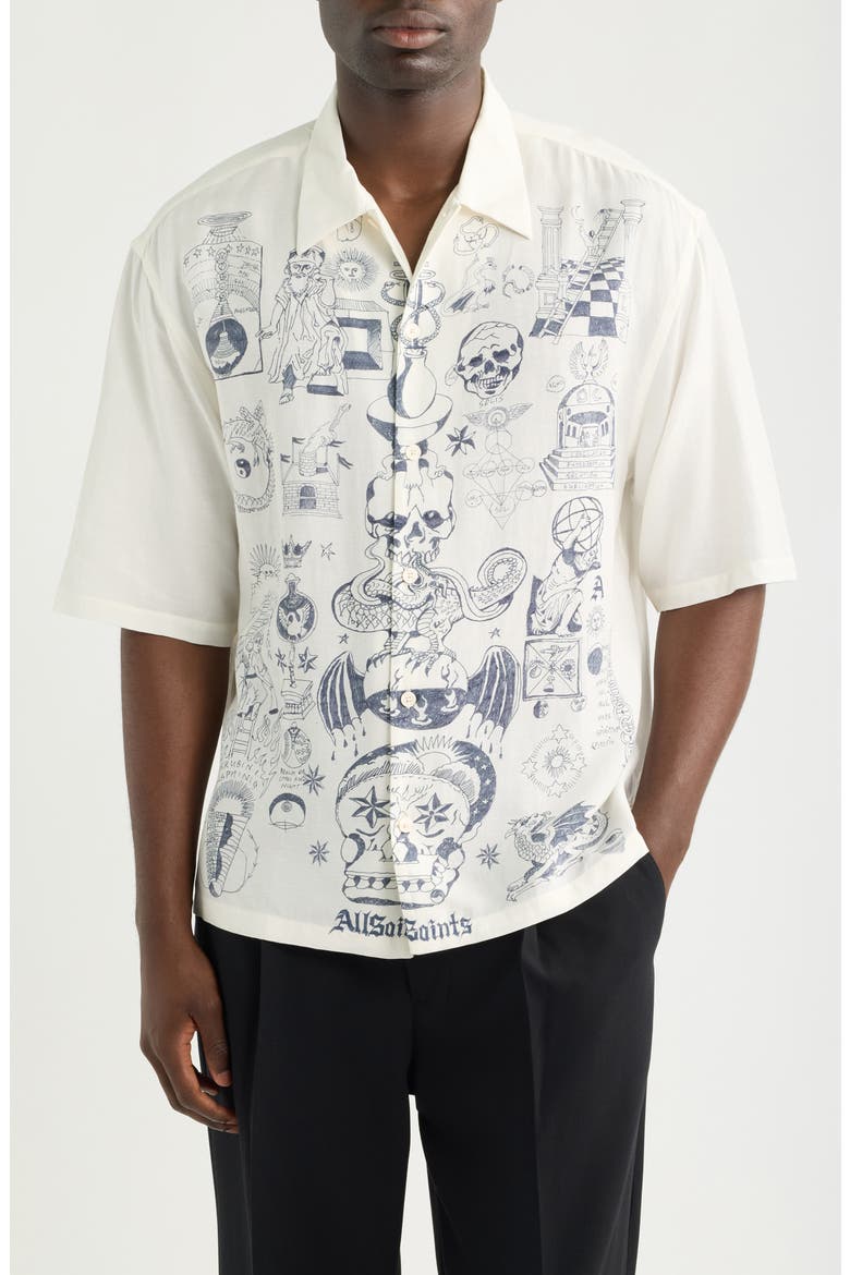Ignis Short Sleeve Button-Up Shirt, Main, color, ECRU