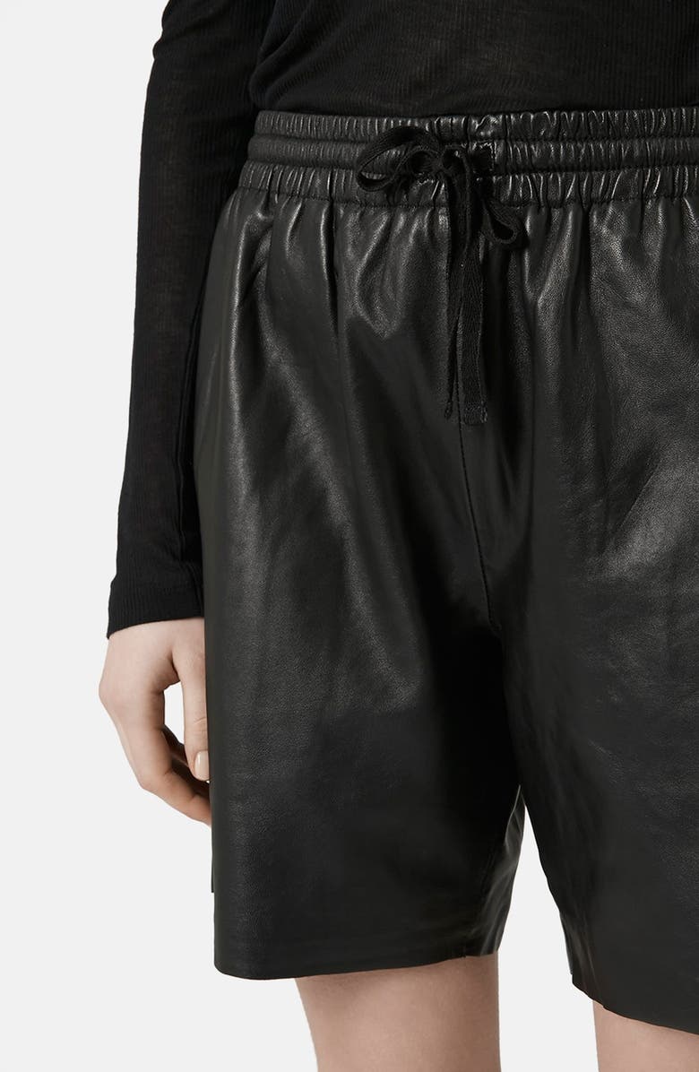 Topshop Boutique Topshop Lambskin Leather Shorts, Alternate, color, 