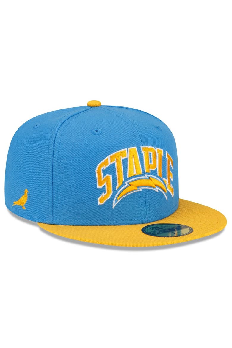 Men's New Era Powder Blue/Gold Los Angeles Chargers NFL x Staple Collection 59FIFTY Fitted Hat, Main, color, Powder Blue