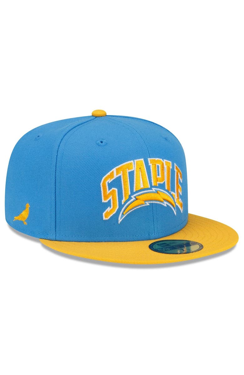 New Era x Staple Men's New Era Powder Blue/Gold Los Angeles Chargers NFL x Staple Collection 59FIFTY Fitted Hat, Main, color, 