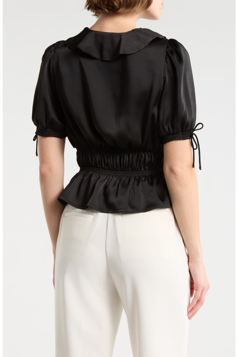 Ruffle Tie Front Top, Alternate, color, BLACK