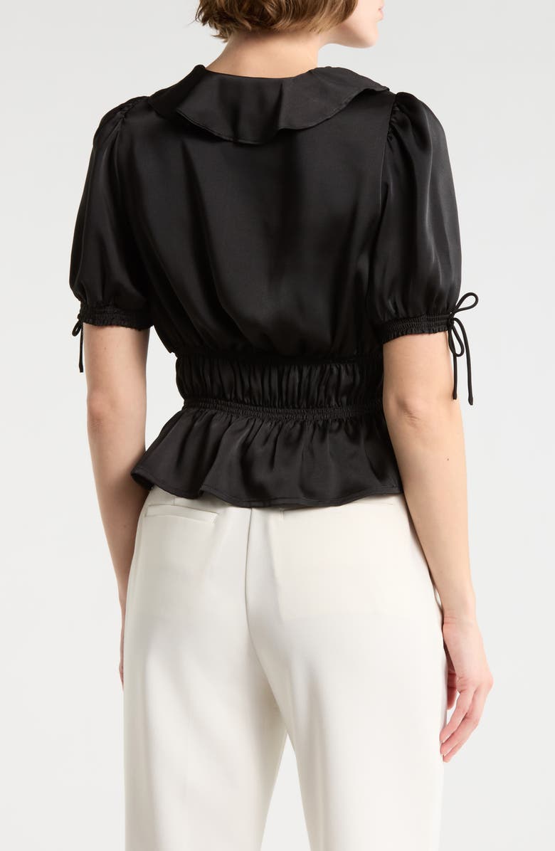 WAYF Ruffle Tie Front Top, Alternate, color, Black
