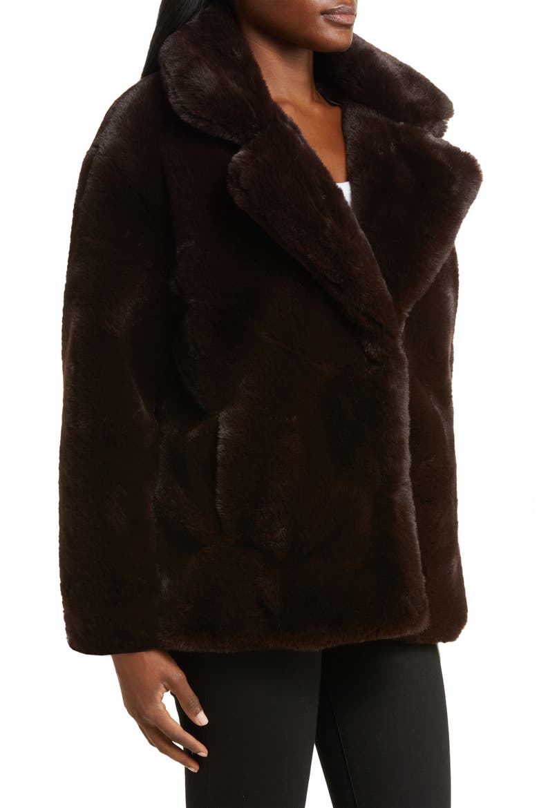 Faux Fur Coat, Alternate, color, AMERICANO