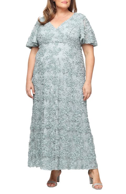 Empire Waist Soutache Gown (Plus)