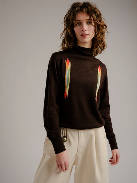 Butterfly Intarsia Merino Turtleneck