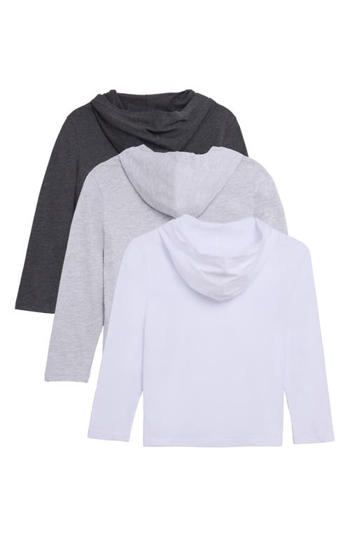 X-ray Xray Kids' 3-pack Hooded Long Sleeve Cotton T-shirts In Multi