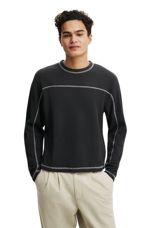 Men's Cropped Fit Textured Long Sleeve