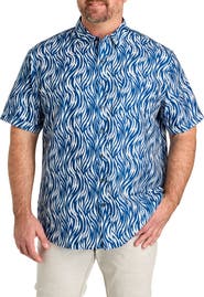 Synrgy by DXL Big & Tall Microfiber Abstract Wave Print Sport Shirt