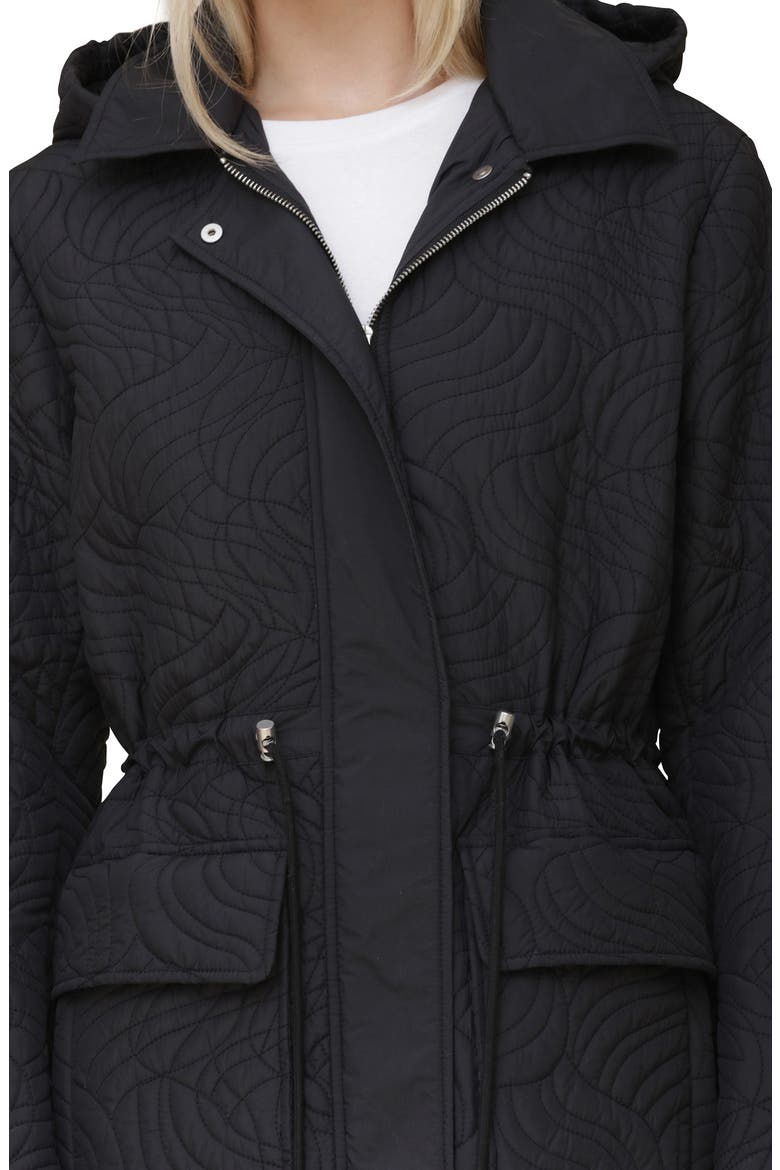 Quilted Hooded Longline Coat, Alternate, color, BLACK