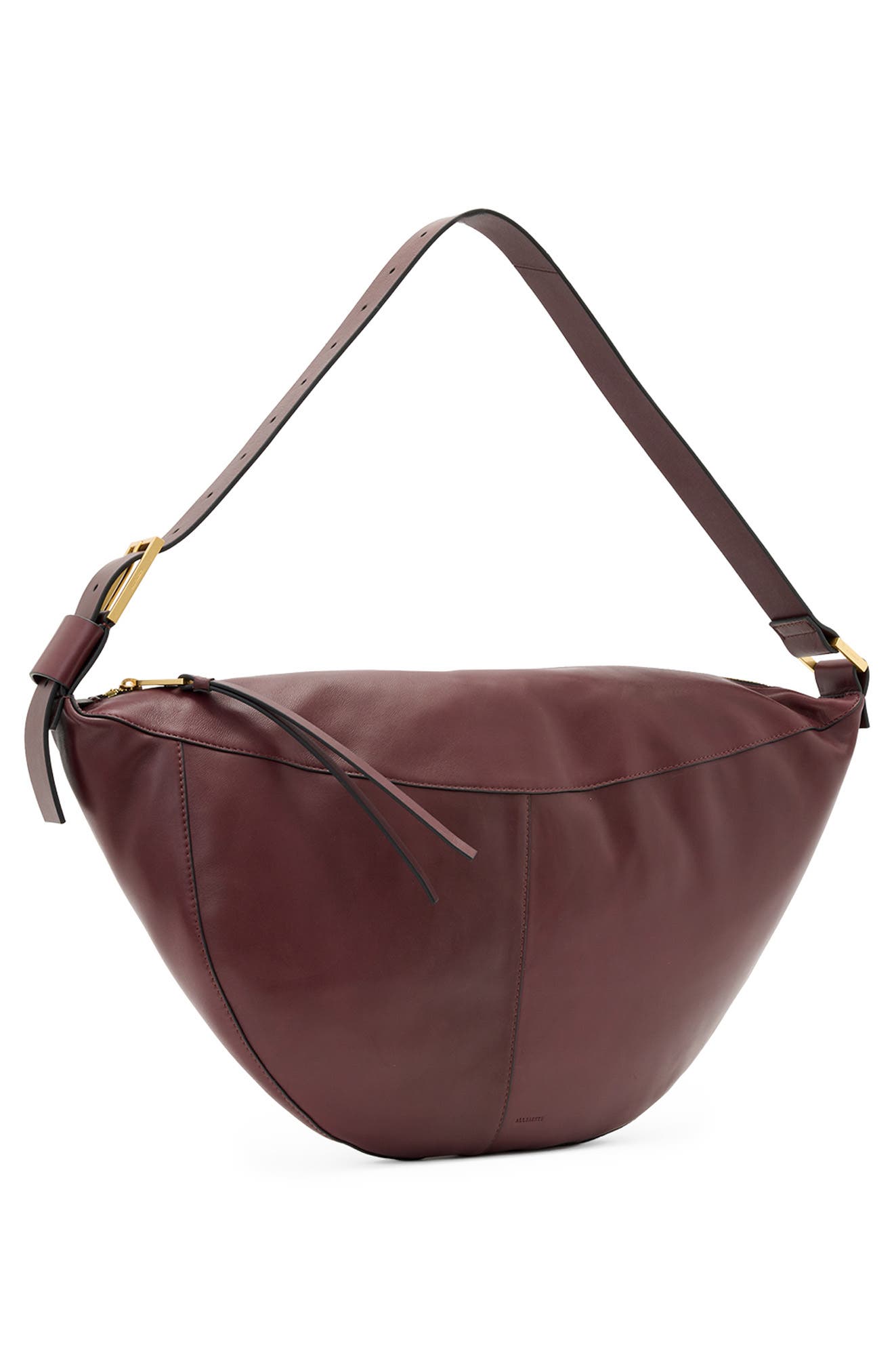 Luna Leather Shoulder Bag, Alternate, color, DARK RED