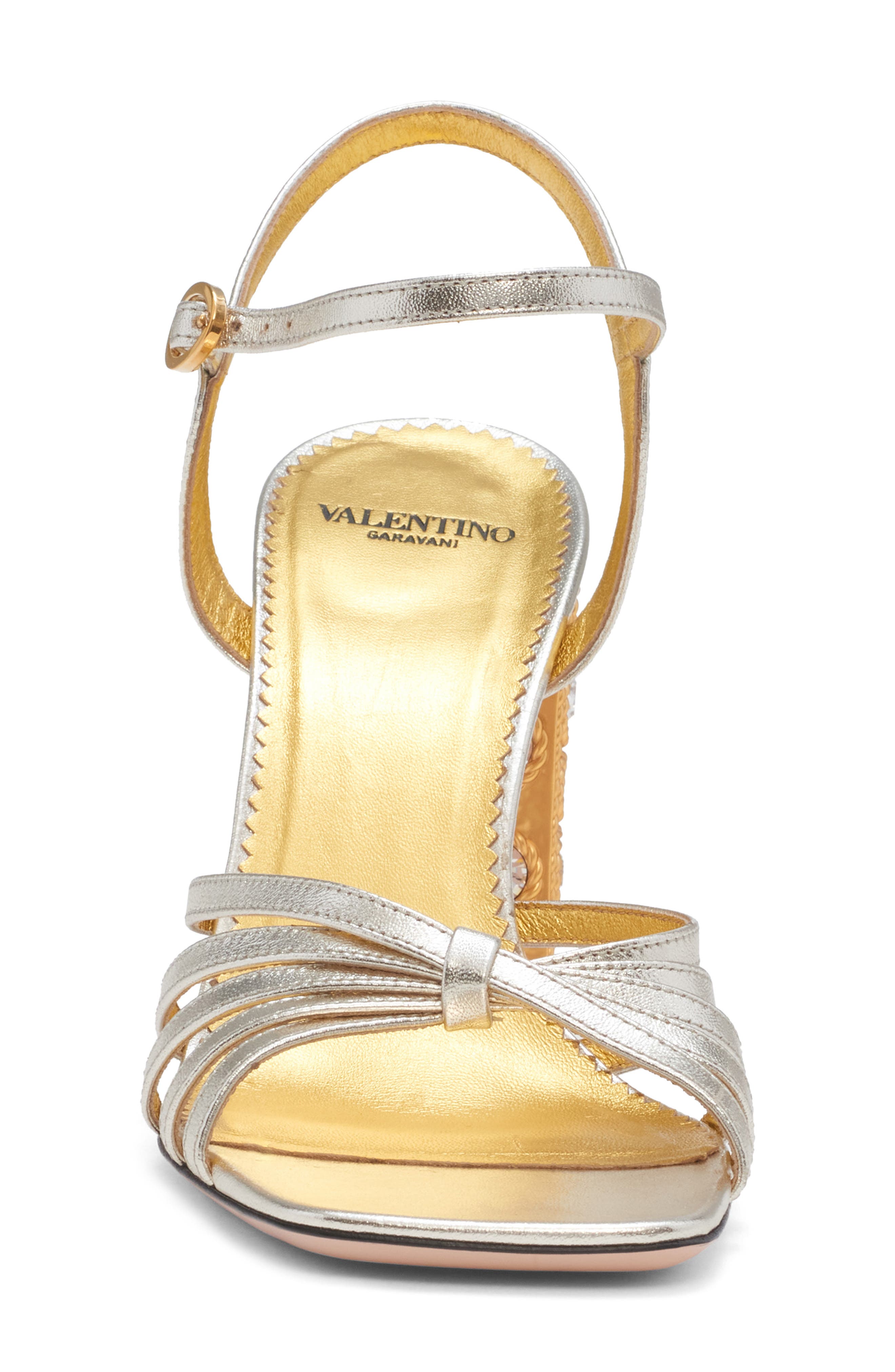 Valentino Garavani Preshoes Embellished Block Heel Sandal, Alternate, color, Platinum