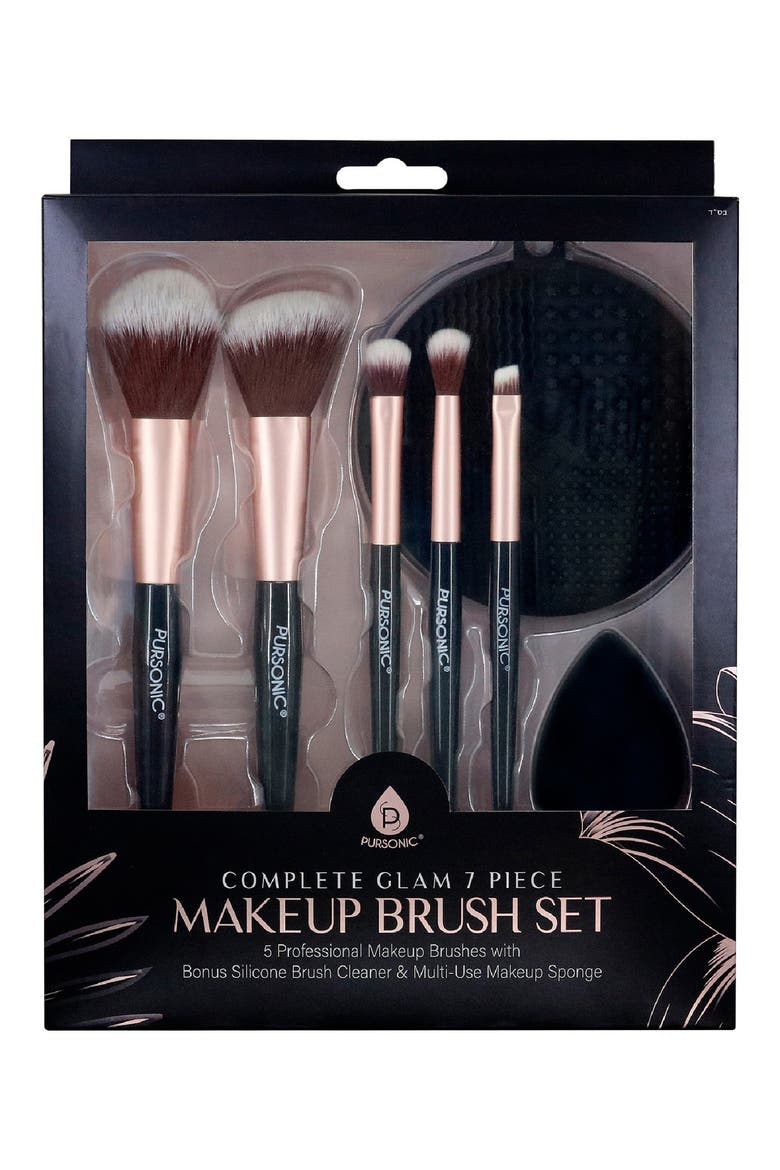 Complete Glam 7-Piece Makeup Brush Set, Alternate, color, BLACK