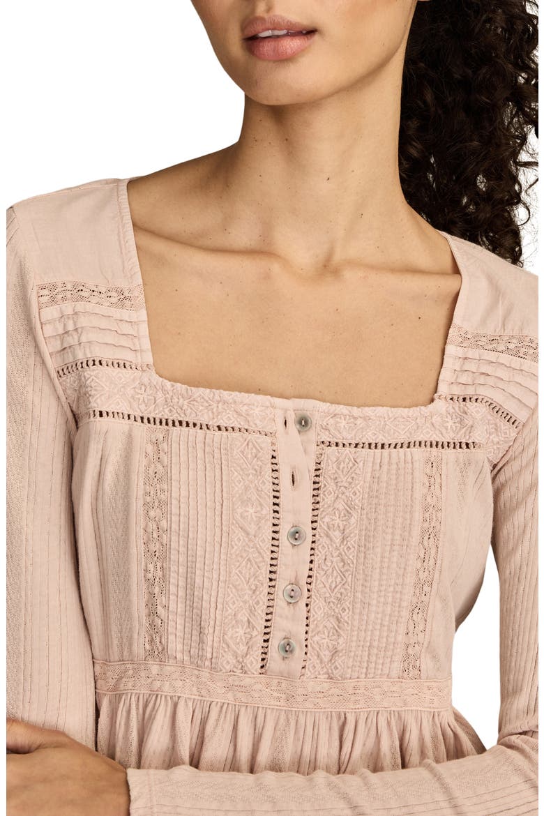 Embroidered Long Sleeve Peplum Top, Alternate, color, SEPIA ROSE