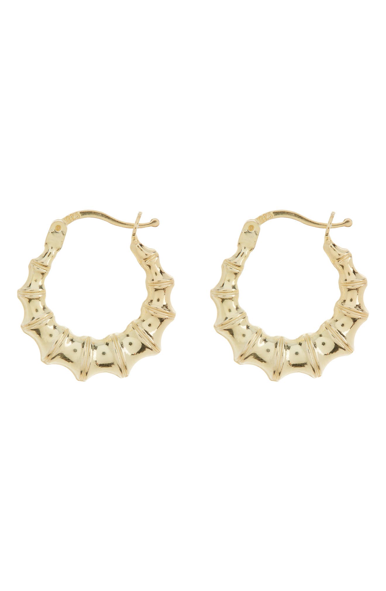 Argento Vivo Sterling Silver Bamboo Joint Hoop Earrings (Women ...