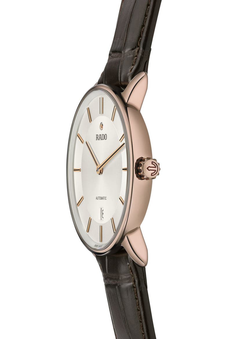 DiaMaster Automatic Leather Strap Watch, 41mm, Alternate, color, SILVER