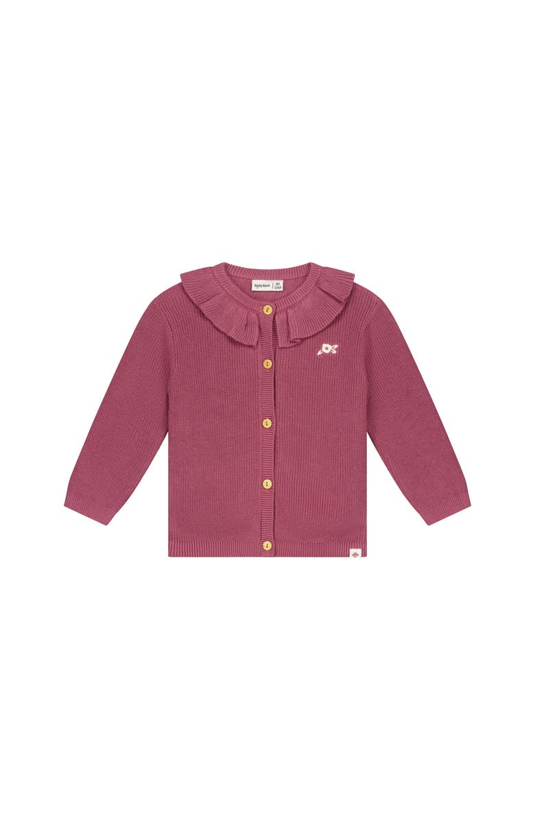 BABYFACE Ruffle Collar Cardigan, Main, color, Burgundy