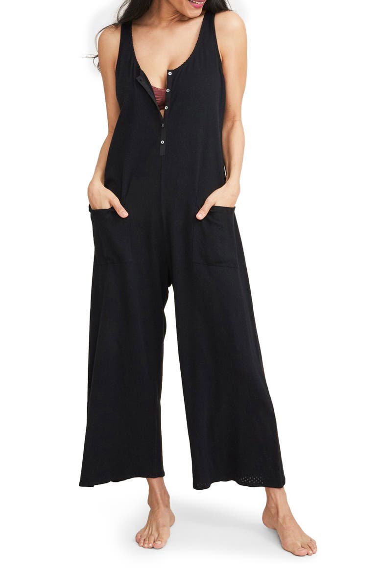The Cotton Maternity Nursing Friendly Jumpsuit, Main, color, BLACK