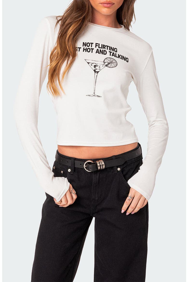 Flirty Long Sleeve Graphic T-Shirt, Main, color, CREAM