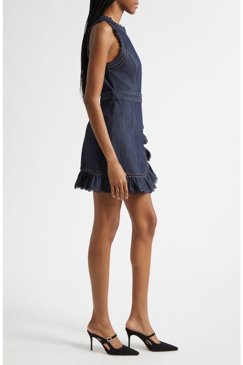 Guipure Lace Trim Mahlia Apron Dress, Alternate, color, INDIGO