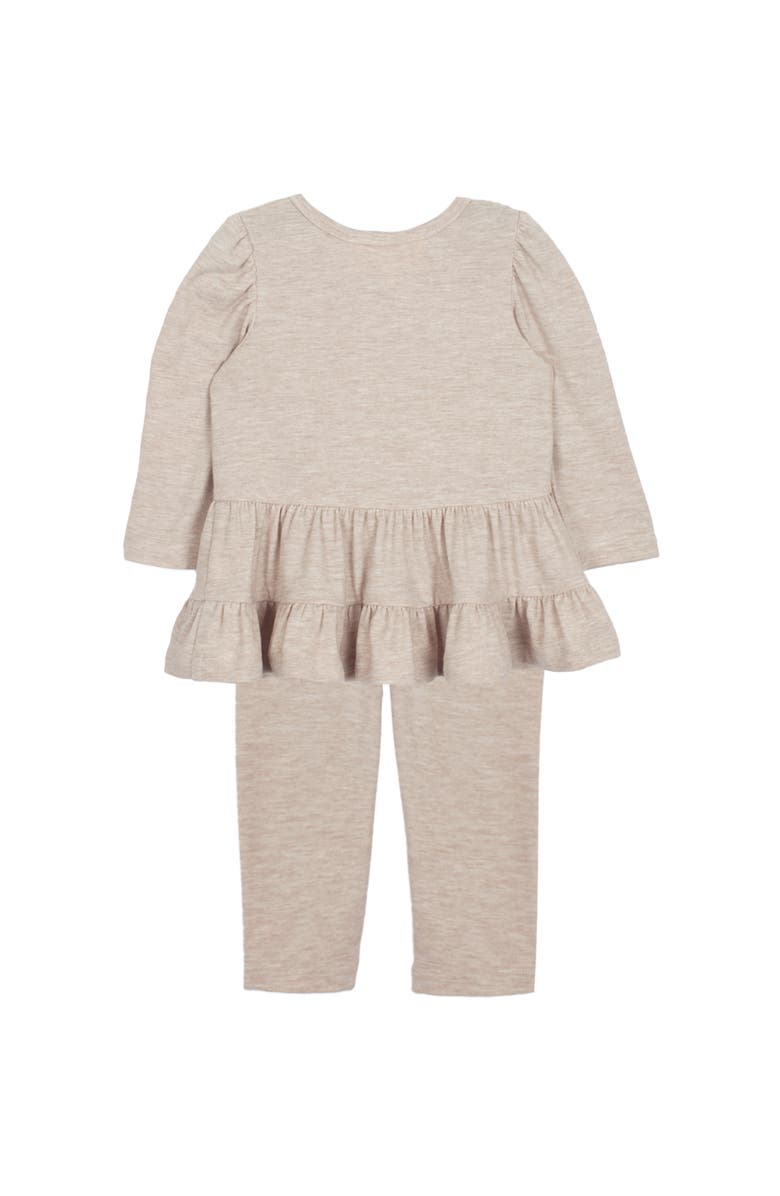 Mabel + Honey Mabel and Honey Millie Toddler Two-Piece Set - Long-Sleeve Tiered Top and Matching Bottoms, Brown., Alternate, color, Brown