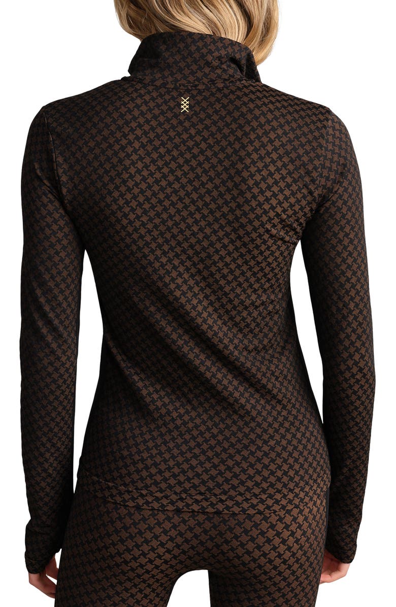Rhone Houndstooth Seamless Half-Zip Pullover, Alternate, color, Chestnut Brown