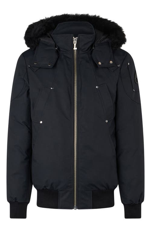Moose Knuckles Original Genuine Shearling Trim Water & Wind Resistant 650 Fill Power Down Ballistic In Navy/black
