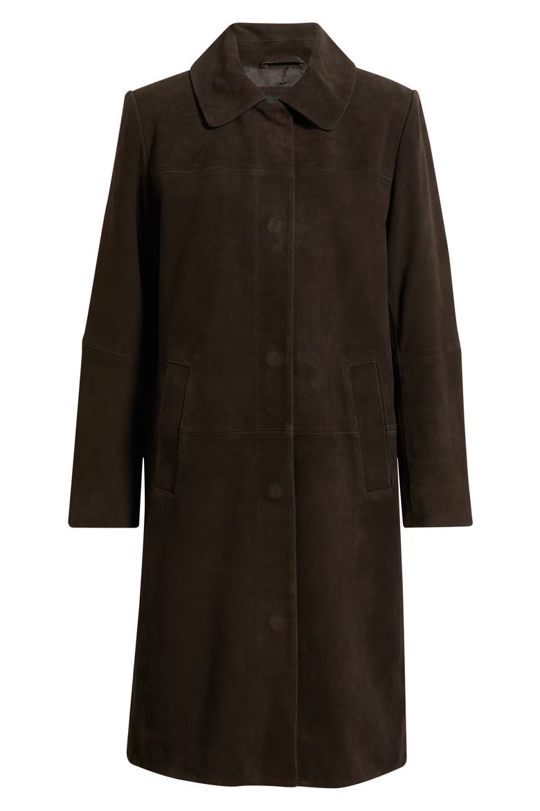 Long Suede Coat, Alternate, color, DARK BROWN