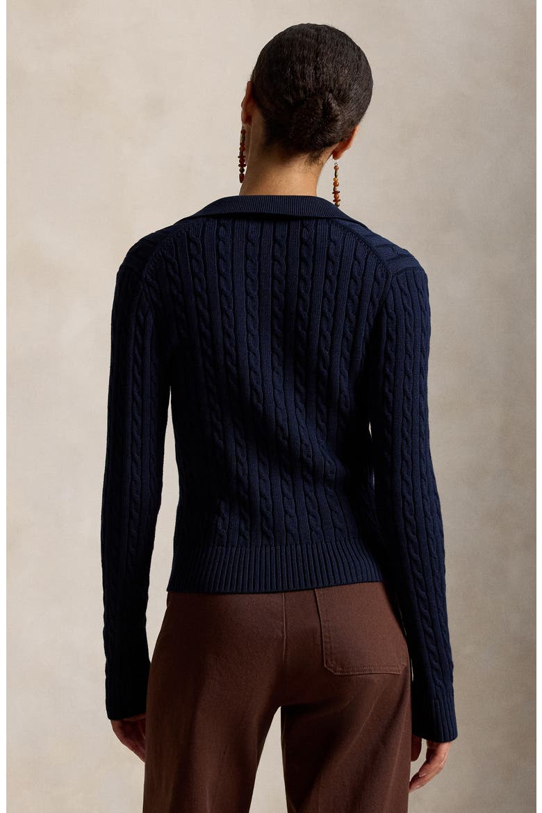 Cable Knit Cotton Cardigan, Alternate, color, HUNTER NAVY