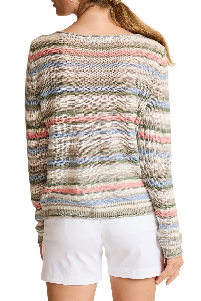 Cedar Striped Linen Bateau Neck Sweater, Alternate, color, COCONUT