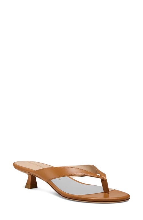 Stuart Weitzman Rio Leather Kitten-heel Thong Sandals In Brown