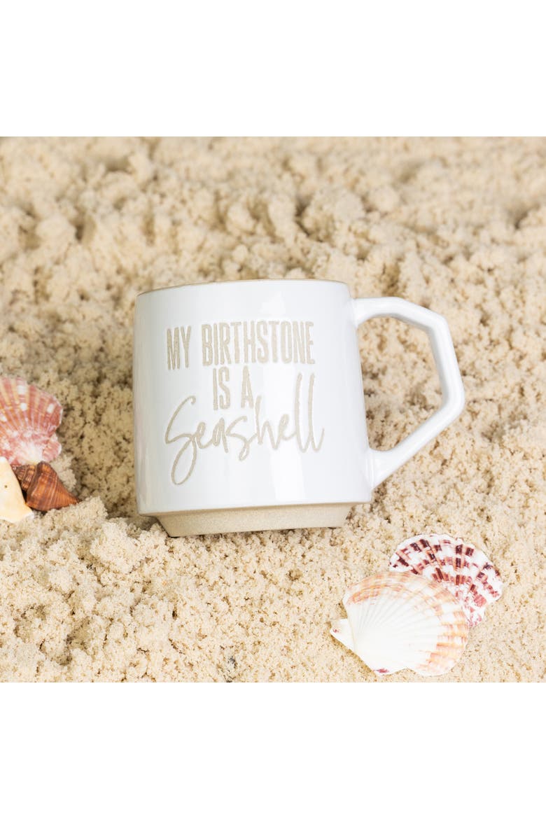 My Birthstone Is A Seashell Mug Ceramic White 16 oz, Alternate, color, White