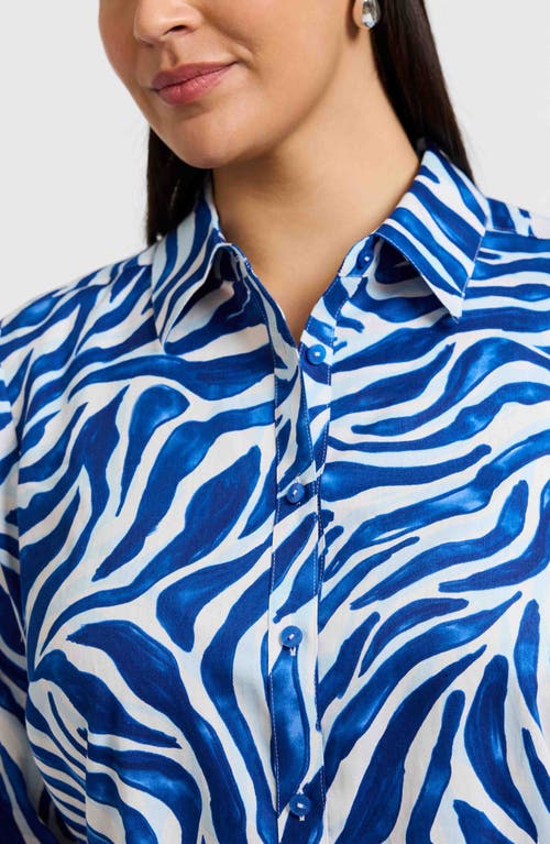 Foxcroft Zoey Cotton Button-up Shirt In Blue