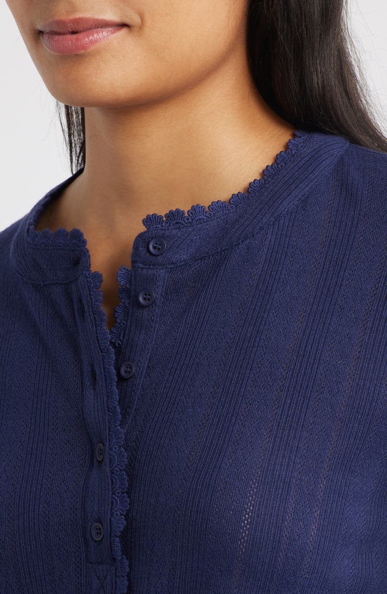 GIBSONLOOK Ava Lace Henley Top, Alternate, color, Evening Blue