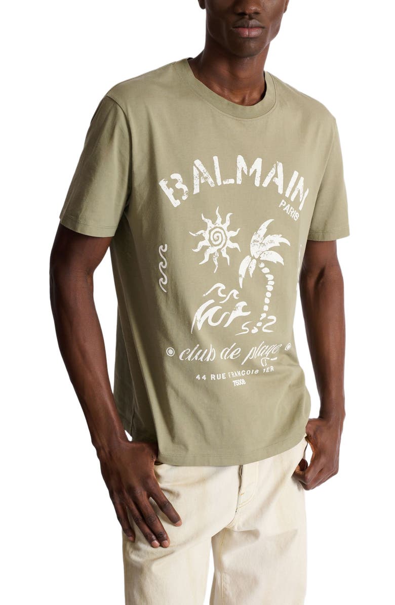 Balmain t-shirt with plage print, Alternate, color, Green