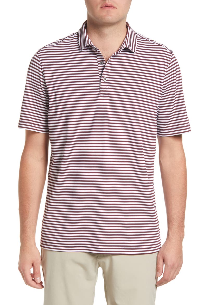 Virtue Piqué Stripe Recycled Blend Polo, Main, color, BORDEAUX