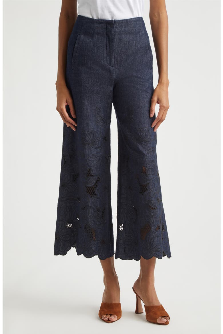 Osborne Wide-Leg Eyelet Pants, Main, color, INDIGO RINSE