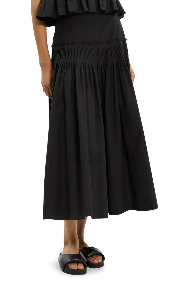 Accordion Yoke Skirt, Alternate, color, BLACK