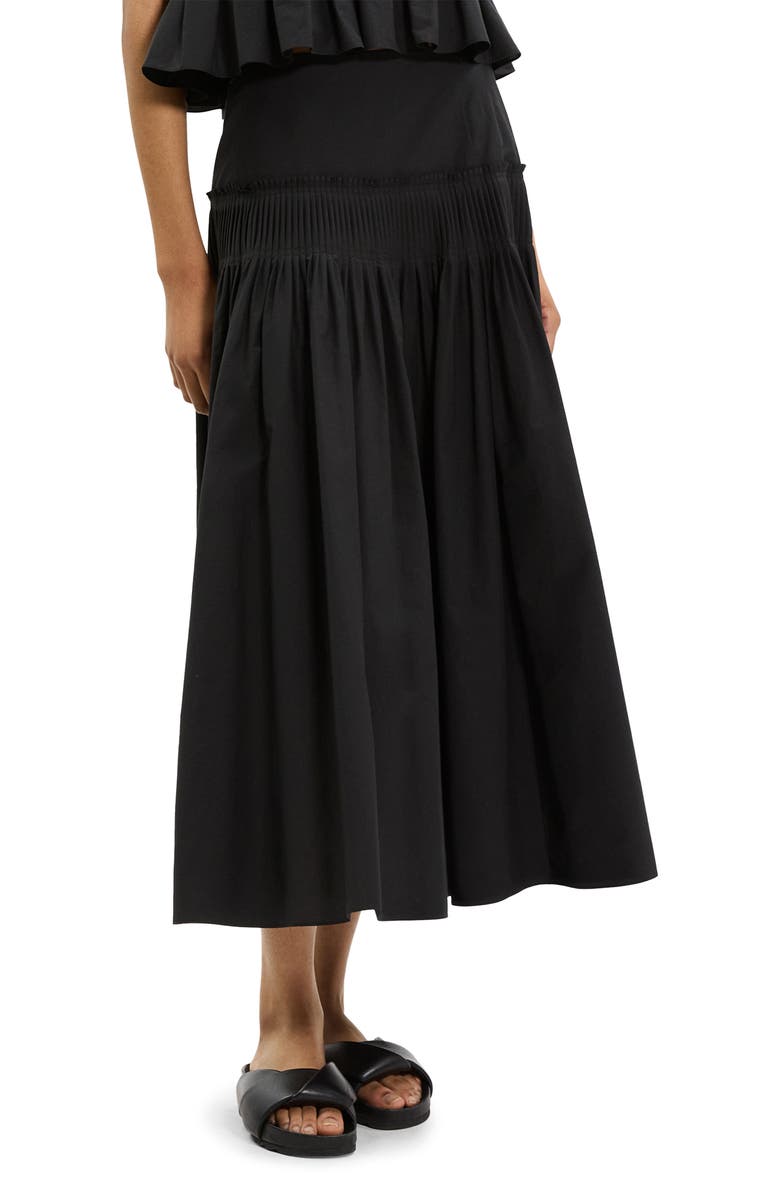 Theory Accordion Yoke Skirt, Alternate, color, Black