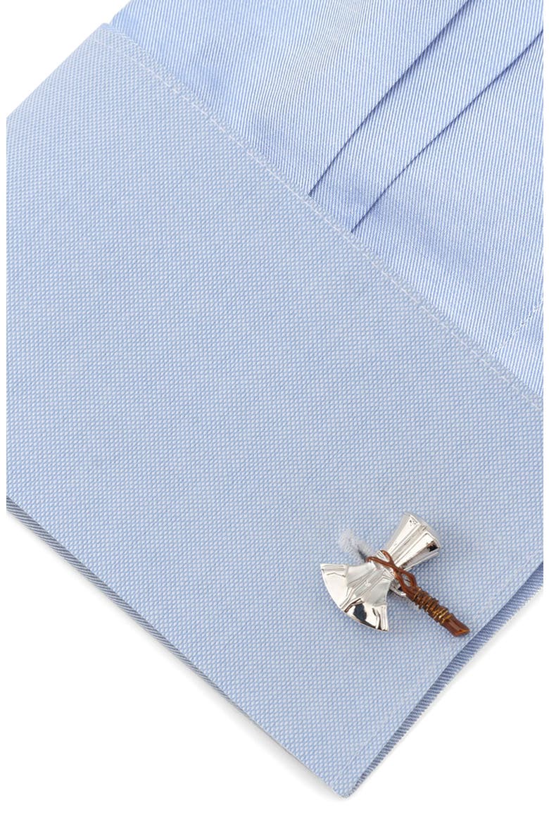3D Stormbreaker Cuff Links, Alternate, color, SILVER