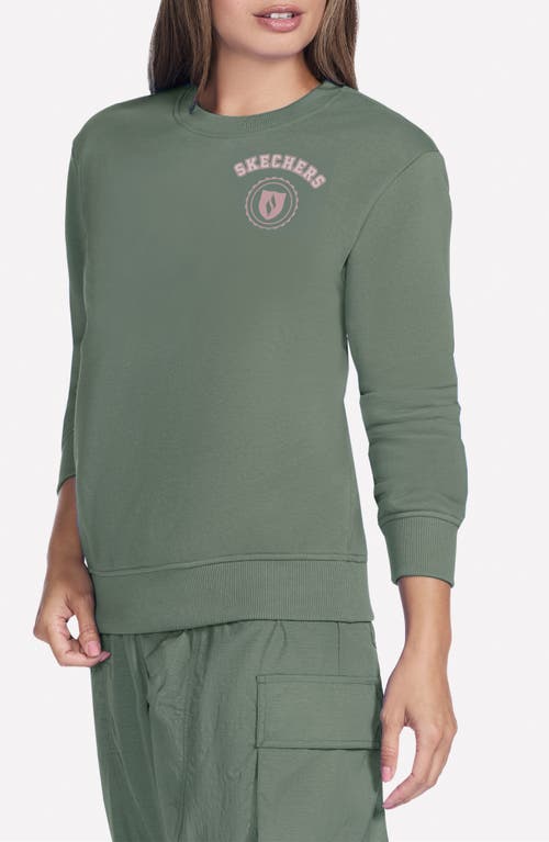 Skechers Collegiate Crest Crewneck Sweatshirt In Green