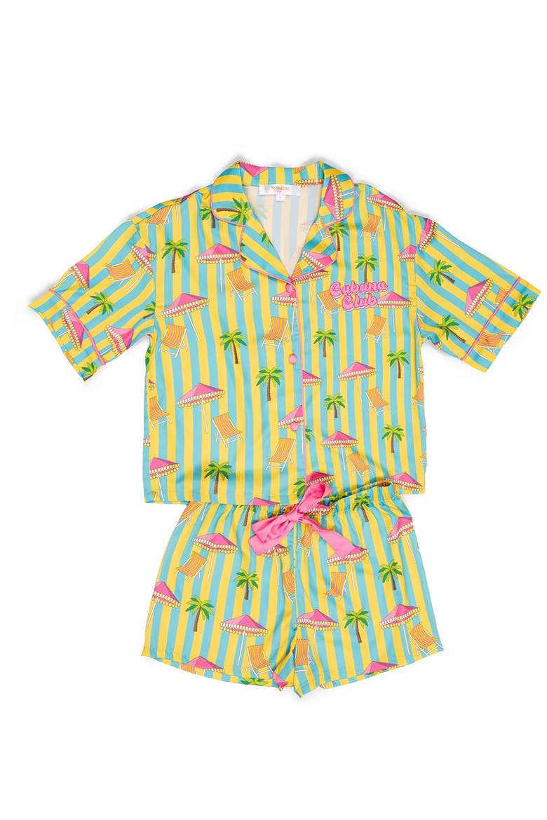 Girls' Cabana Club Silky Short Sleeve Shorts Set - Little Kid, Big Kid, Main, color, Multicolor