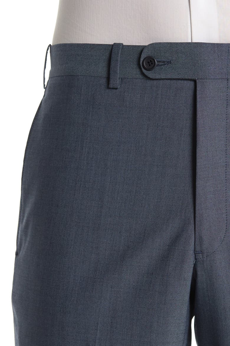 Wool Blend Flat Front Trousers, Alternate, color, BLUE