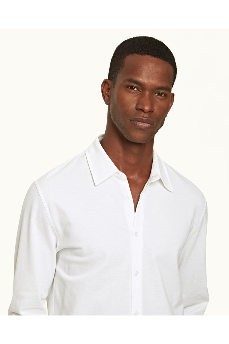 Giles Pique Classic Collar Cotton Pique Shirt, Alternate, color, White